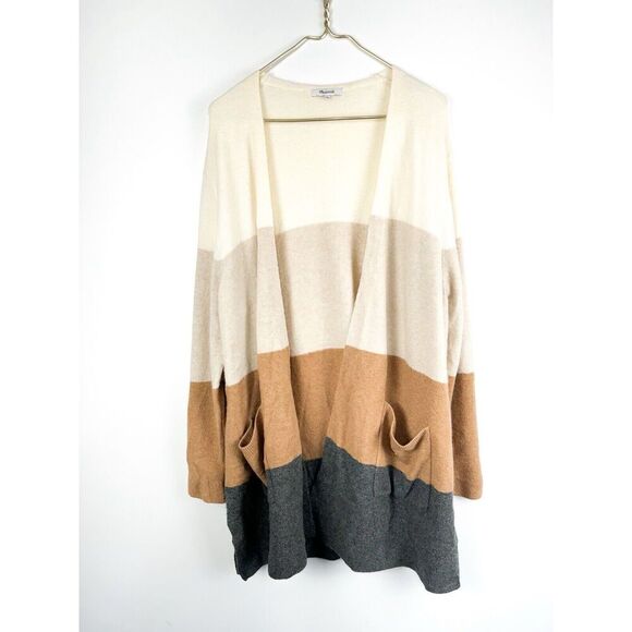 Madewell Kent Cardigan Sweater Pockets Colorblock Size 1X  Merino Wool - Picture 1 of 7